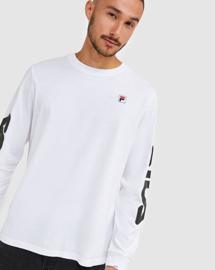 biely FILA klasické pánske fila biele tričko s dlhým rukávom 68Z202498