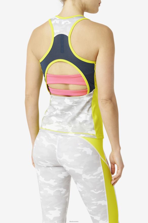 síra/biela/azalka/navy FILA síra/biela/azalka/námorná fila uplift colorblock racerback tank 68Z201869