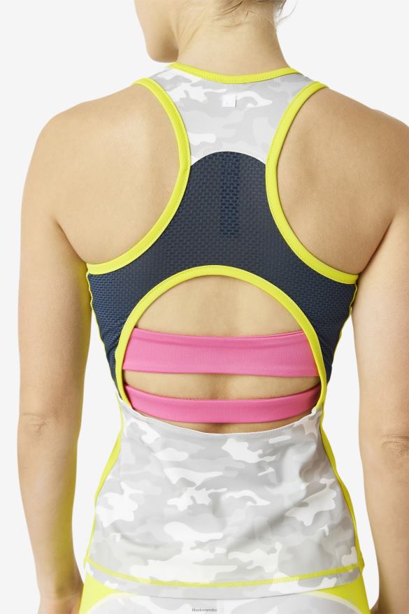síra/biela/azalka/navy FILA síra/biela/azalka/námorná fila uplift colorblock racerback tank 68Z201869