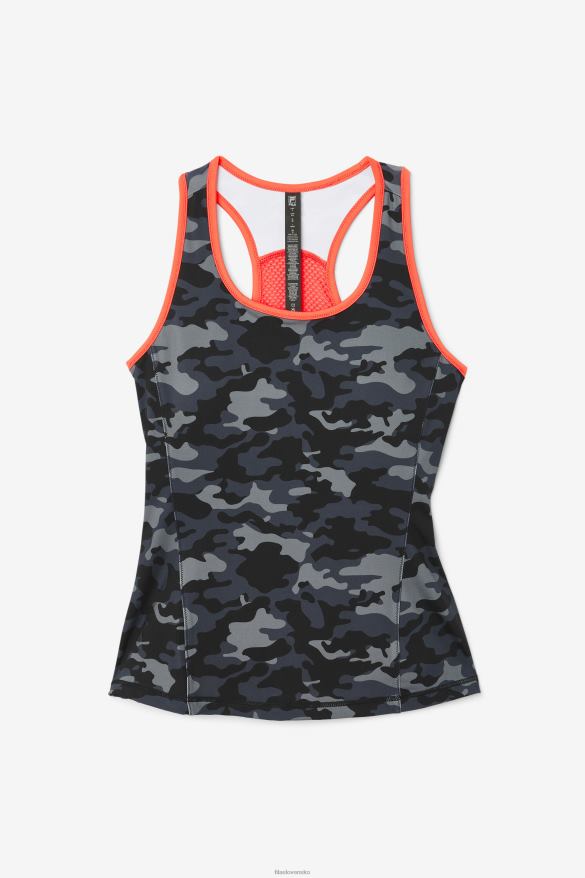 tmavý camo/horúci koral/čierna FILA fila dark camo/hot coral/black uplift colorblock racerback tank 68Z201870