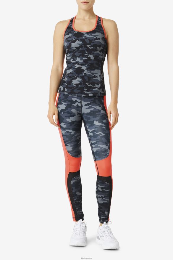 tmavý camo/horúci koral/čierna FILA fila dark camo/hot coral/black uplift colorblock racerback tank 68Z201870